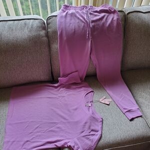 Victoria's Secret Lilac Two-Piece Pajama Set - Tee & Joggers